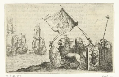 Leeuwen verdedigen de Hollandse Tuin ter land en ter zee, 1634
