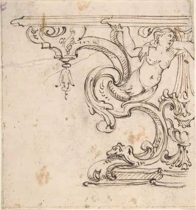 Left Side of the Design for a Table with the Figure of a Siren