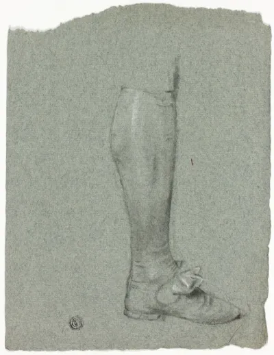 Leg of Standing Figure (recto); Sketch of Shoes (verso)