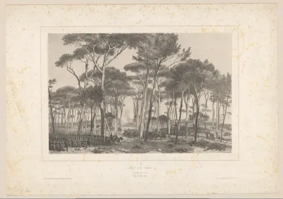 Legereenheden in de bossen bij villa Doria Pamphilj op 4 juni 1849