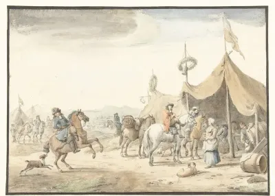 Legerkamp met ruiters