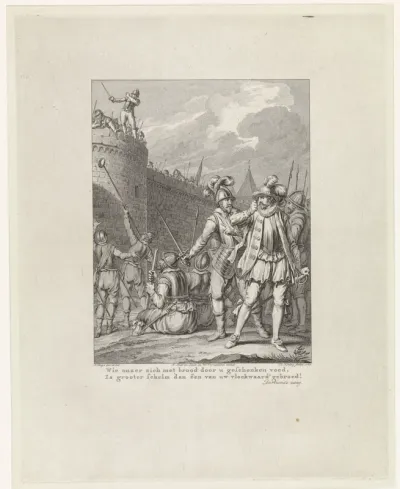 Leidenaren weigeren het door de Spanjaarden aangeboden brood, 1574