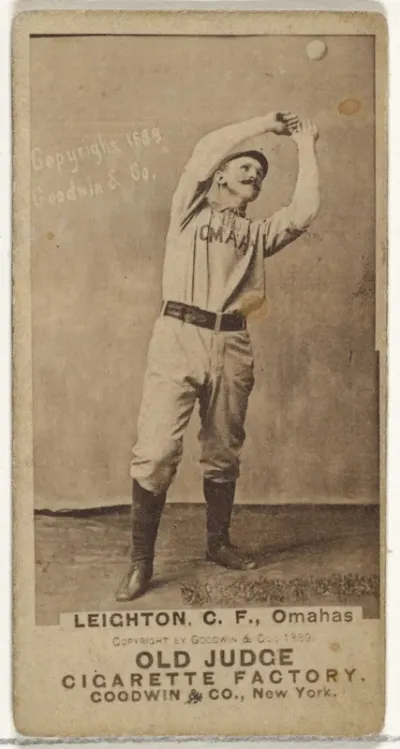 Leighton, Center Field, Omaha Omahogs/ Lambs, from the Old Judge series (N172) for Old Judge Cigarettes