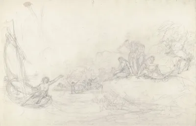 Lemminkäinen escaping Saari, sketch