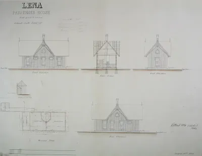 Lena Passenger House, Lena, Illinois, Plan, Elevations, and Sections