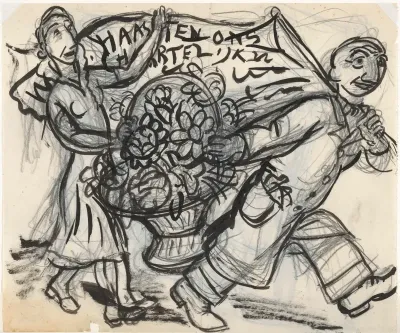 Leo Gestel en An Overtoom met bloemstuk