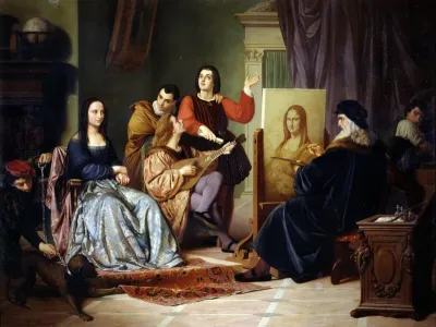 Leonardo Painting the Mona Lisa