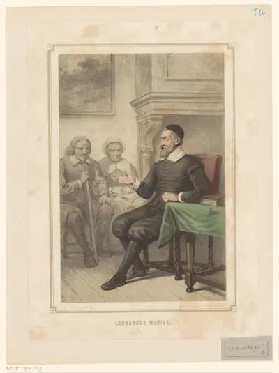 Leonardus Marius van der Goes spreekt een man en een vrouw toe