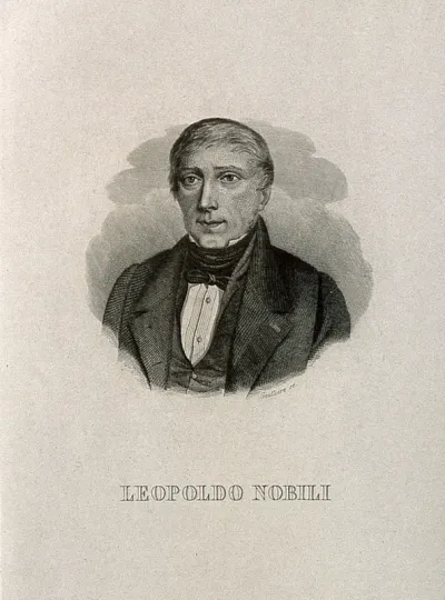 Leopold Nobili. Line engraving by T. Goutiere