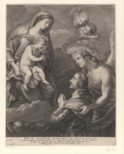 Leopold Willem, landvoogd der Zuidelijke Nederlanden, in aanbidding voor Madonna