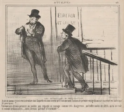 LES ACTIONNAIRES DU GREAT-EASTERN...., from En Italie, published in Le Charivari, November 21, 1859