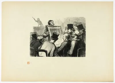 Les amateurs de tableaux à l'hôtel Bouillon, from Tirage Unique de Trente-Six Bois
