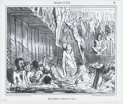 Les bains à quatre sous, from Croquis d'Été, published in Le Charivari, June 29, 1858