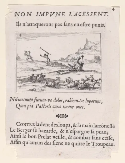 Les Bergers Défendant leur Troupeau (The Shepherds Defending their Herd), plate 4 from "Lux Claustri ou La Lumière du Cloitre" (The Light of the Cloisters)