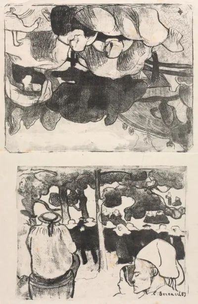 Les Bretonneries: Breton Women Making Haystacks (Bretonnes Faisant les Foins) and Wedding in Brittany (La Noce en Bretange)