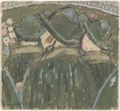 Les chapeaux à brides (Schoolgirls Wearing Brimmed Hats)
