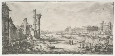 Les deux grandes vues de Paris:  Vue du Louvre