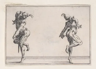 Les Deux Pantalons se Tournant le Dos (Two Men in Pantsuits Turned Away from Each Other), from Les Caprices Series A, The Florence Set