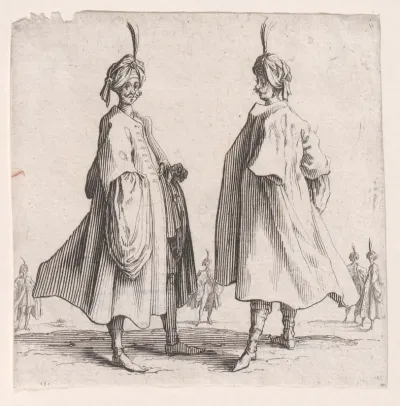 Les Deux Turcs Coiffés d'un Turban Avec un Aigrette (Two Turks Wearing Turbans with an Egret Feather), from "Varie Figure" (Various Figures)