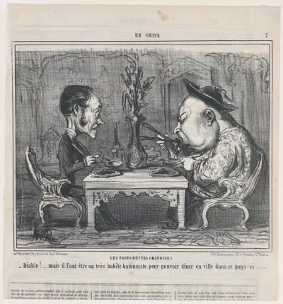 Les Fourchettes Chinoises, from En Chine, published in Le Charivari, December 27, 1858
