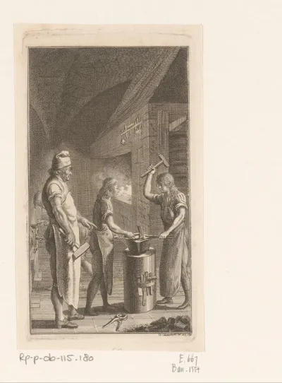 Les in de werkplaats van de smid