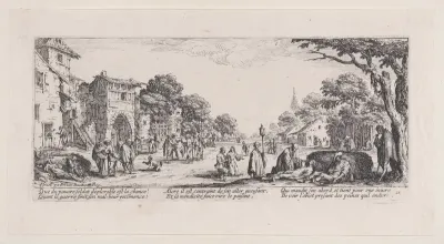Les Mourants sur le Bord des Rouges (The Dying on the Edge of the Road), plate 16 from "Les Misères et les Mal-Heures de la Guerre" (The Miseries and Misfortunes of War)