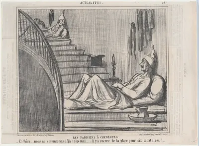 Les Parisiens à Cherbourg, from Actualités, published in Le Charivari, August 16-17, 1858