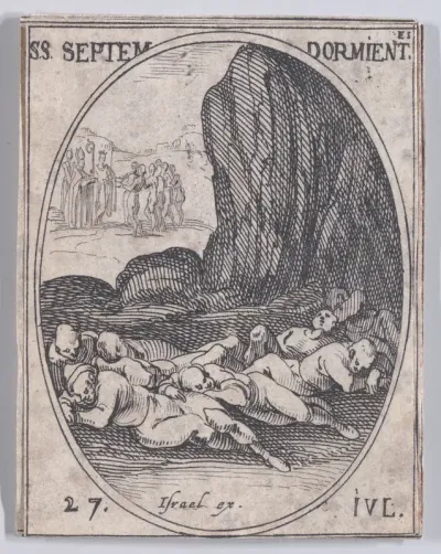 Les Sept Bienheureux Dormants (The Seven Blessed Sleepers), July 27th, from "Les Images De Tous Les Saincts et Saintes de L'Année" (Images of All of the Saints and Religious Events of the Year)