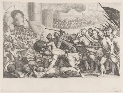 Les Troupes Forcent la Porte d'une Ville (The Troops Force Their Way Through the Gate of a City), from La Vie de Ferdinand Ier de Médicis série appelée aussi Les Batailles des Médicis (The Life of Ferdinand I de'Medici also called The Medici Battles)