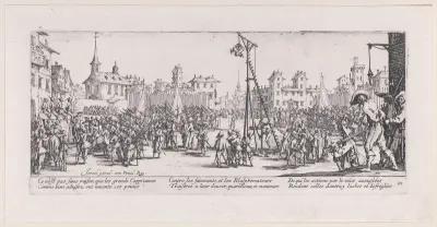 L'Estrapade (The Strappado), plate 10 from "Les Misères et les Mal-Heures de la Guerre" (The Miseries and Misfortunes of War)