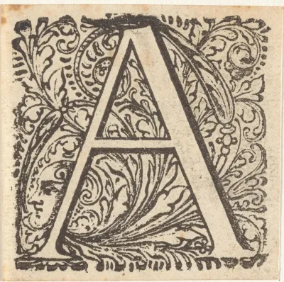 Letter A in een omlijsting met een gezicht