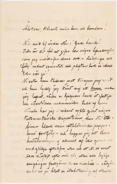 Letter from Anna Sinebrychoff (née Tichanoff) to her heirs, appendix to the will