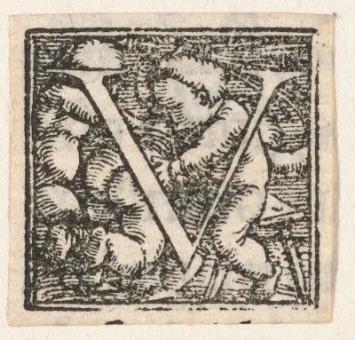 Letter V met kind dat ander kind op blote billen slaat