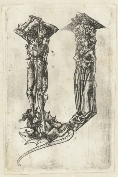 Letter Y met heilige Joris en de draak