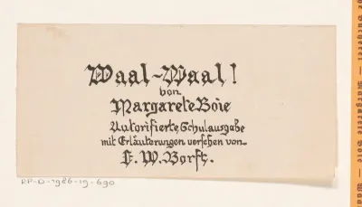 Letterontwerp voor: Margarete Boie, Waal - Waal! Das leben eines Sylter Grönlandfährers, 1942
