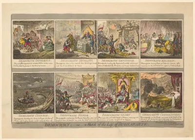 Levensloop van Napoleon Bonaparte weergegeven in acht satires over democratie
