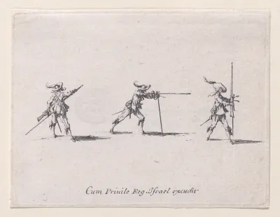 L'Exercice de L'Arquebuse: La Preparation au Tir (Drill of the Arquebus: Preparing to Shoot), from "Les Exercices Militaires" (The Military Exercises)