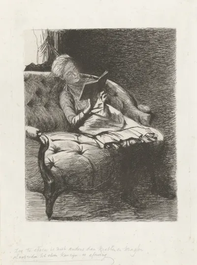 Lezend meisje op een sofa