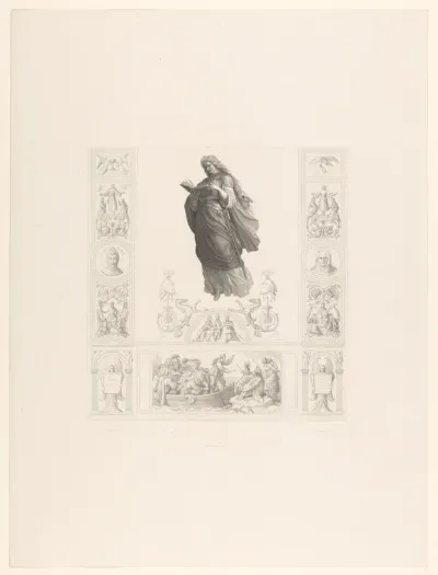 Lezende allegorische figuur