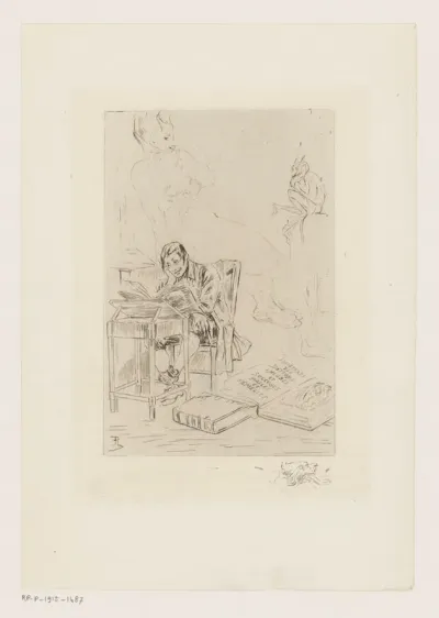 Lezende man in een interieur