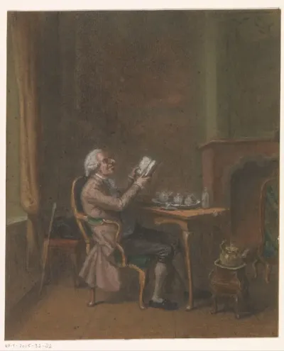 Lezende man in een interieur