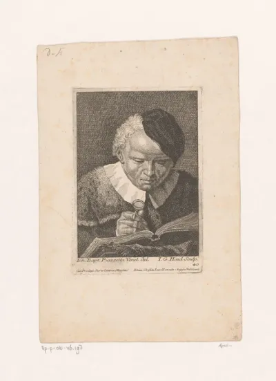 Lezende man met vergrootglas