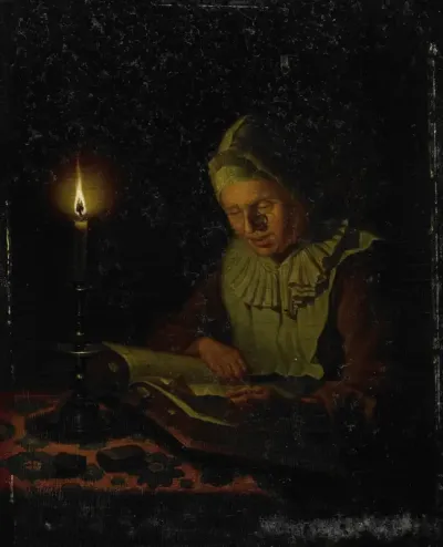 Lezende oude vrouw