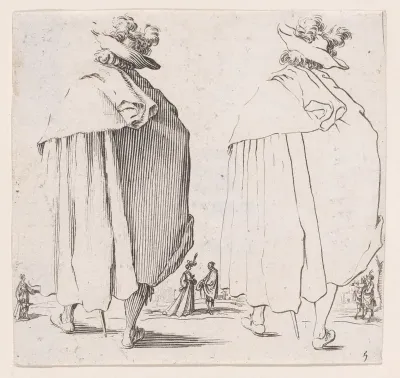 L'Homme au Grand Manteau Vu de Dos (Man with a Large Mantle Viewed from Behind), plate 5 from "Varie Figure" (Various Figures)