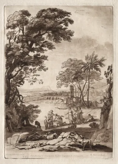 Liber Veritatis:  No. 47, A River Scene with the Finding of Moses