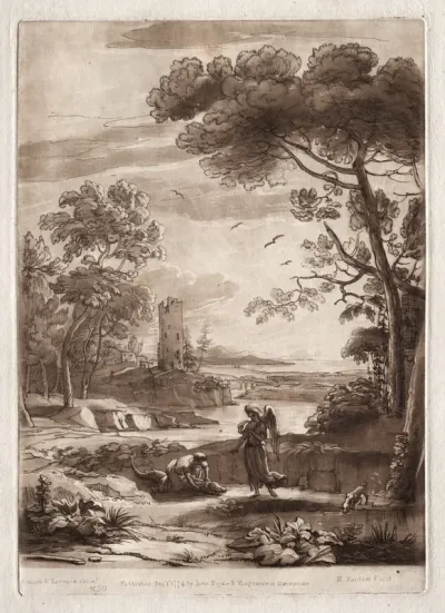 Liber Veritatis:  No. 50, A River Scene with Tobias and the Angel