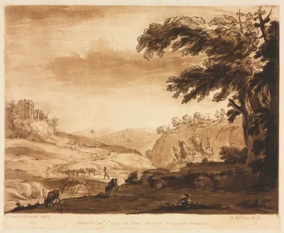 Liber Veritatis:  No. 7, An Island Scene of a Mountainous Country with Cattle