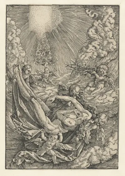 Lichaam van Christus door engelen omhoog gedragen