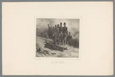Lichaam van generaal Damrémont tijdens de belegering van Constantine, 12 oktober 1837