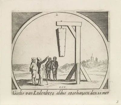 Lichaam van Gillis van Ledenberg opgehangen